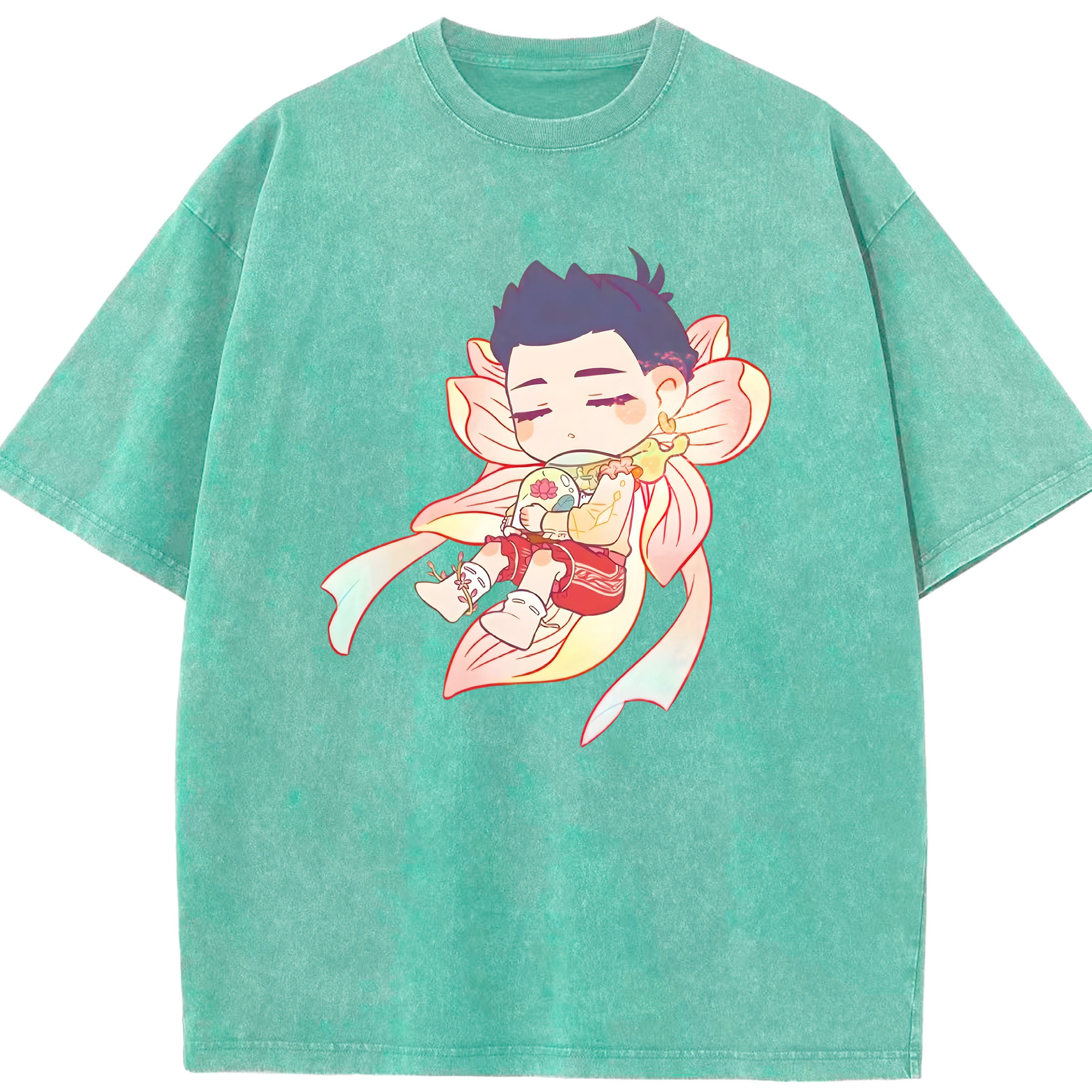 （画像用） Ne Zha 2 ナタ 魔童の大暴れ 綿100% ヴィンテージ風 半袖Tシャツ（フロントプリント）